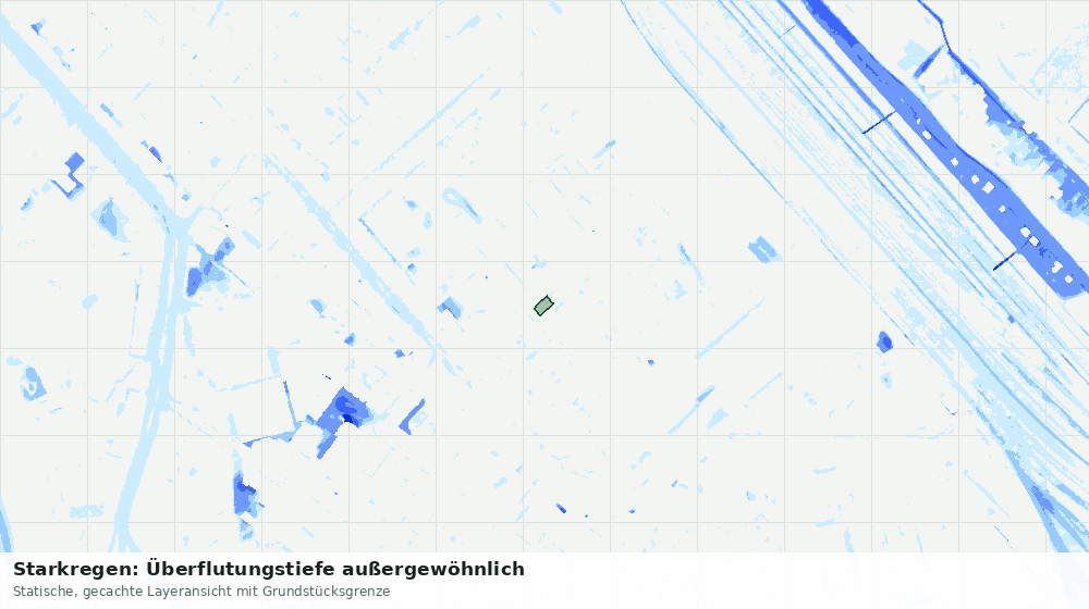 Statische Kartenansicht: Starkregen: Überflutungstiefe außergewöhnlich