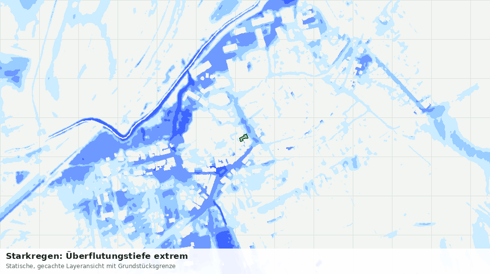 Statische Kartenansicht: Starkregen: Überflutungstiefe extrem