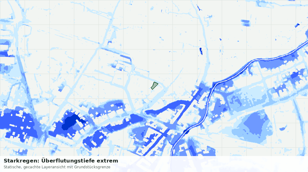 Statische Kartenansicht: Starkregen: Überflutungstiefe extrem