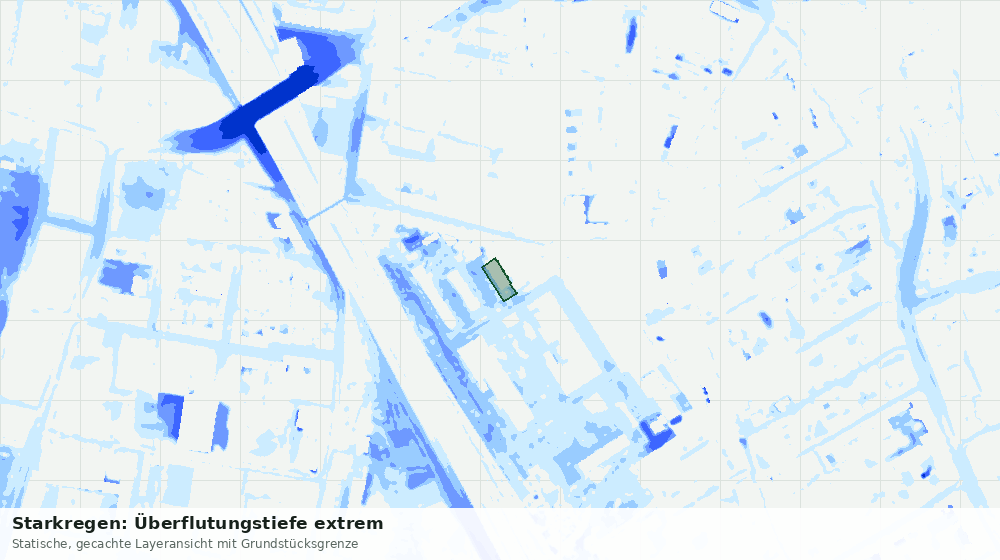 Statische Kartenansicht: Starkregen: Überflutungstiefe extrem