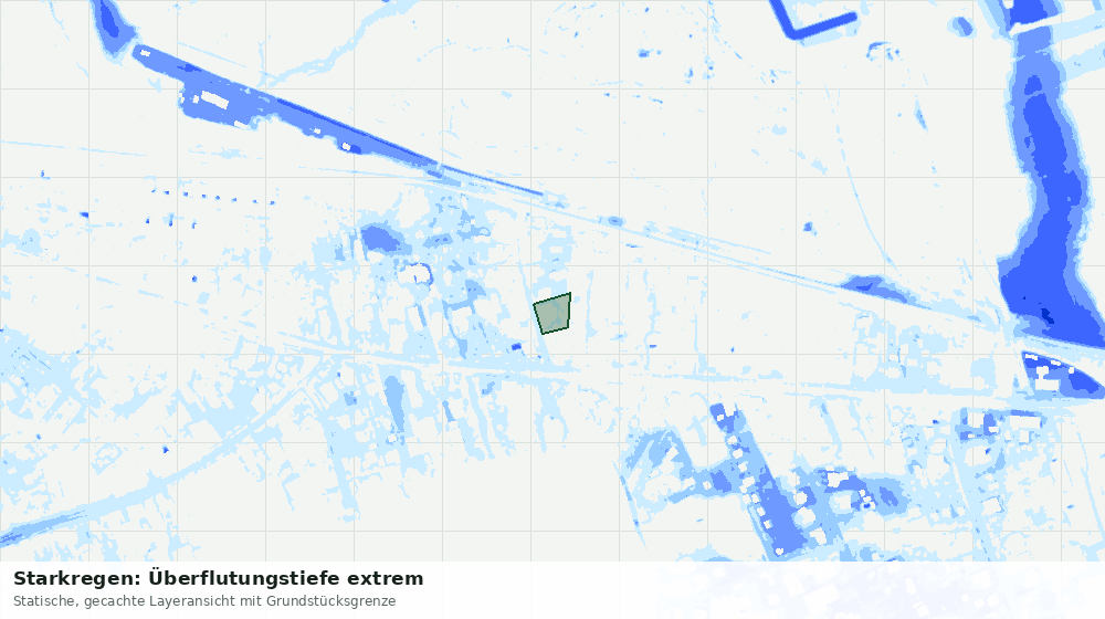 Statische Kartenansicht: Starkregen: Überflutungstiefe extrem