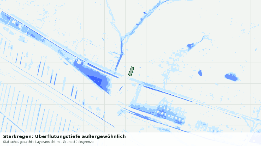 Statische Kartenansicht: Starkregen: Überflutungstiefe außergewöhnlich
