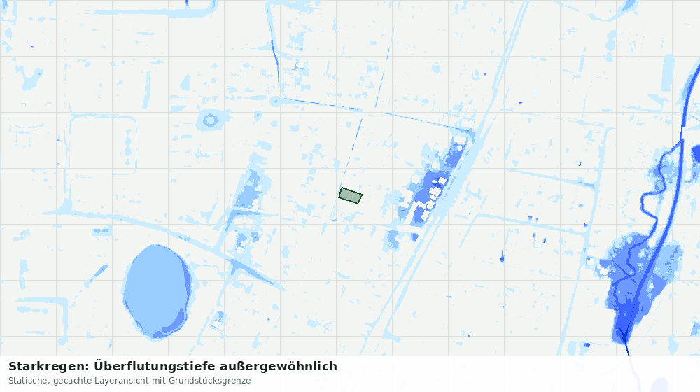 Statische Kartenansicht: Starkregen: Überflutungstiefe außergewöhnlich