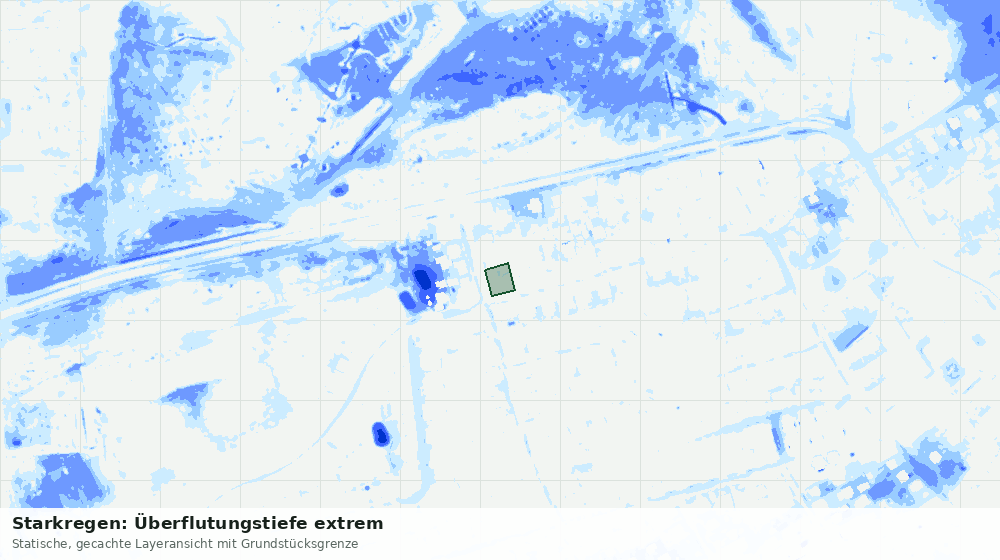 Statische Kartenansicht: Starkregen: Überflutungstiefe extrem