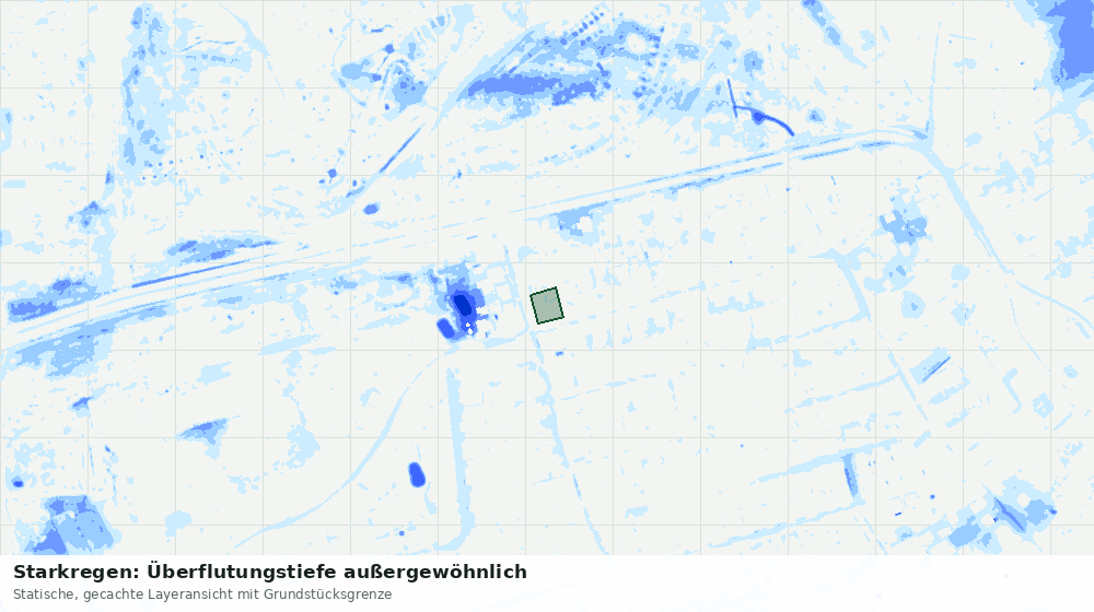 Statische Kartenansicht: Starkregen: Überflutungstiefe außergewöhnlich