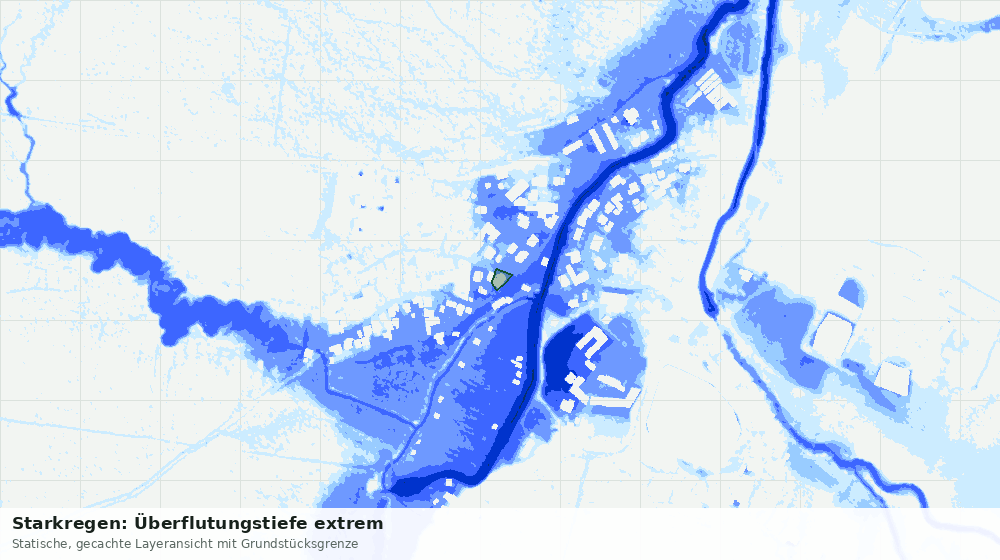 Statische Kartenansicht: Starkregen: Überflutungstiefe extrem