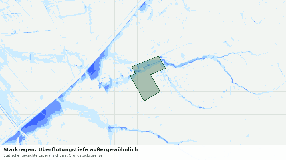 Statische Kartenansicht: Starkregen: Überflutungstiefe außergewöhnlich