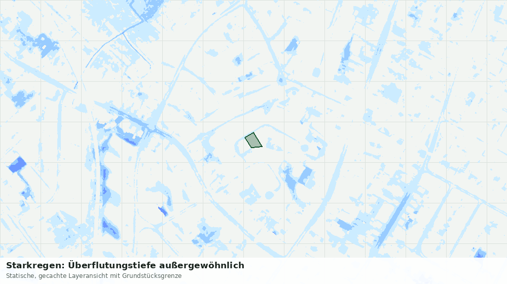 Statische Kartenansicht: Starkregen: Überflutungstiefe außergewöhnlich