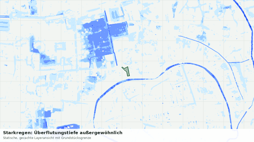 Statische Kartenansicht: Starkregen: Überflutungstiefe außergewöhnlich