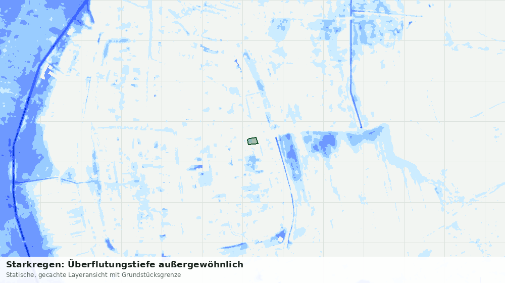 Statische Kartenansicht: Starkregen: Überflutungstiefe außergewöhnlich