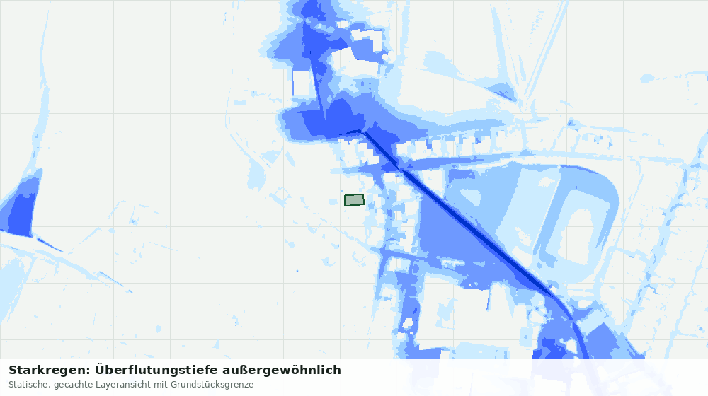 Statische Kartenansicht: Starkregen: Überflutungstiefe außergewöhnlich