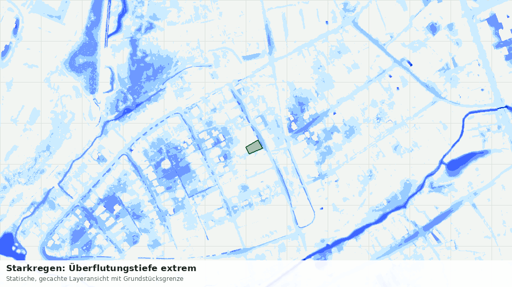 Statische Kartenansicht: Starkregen: Überflutungstiefe extrem