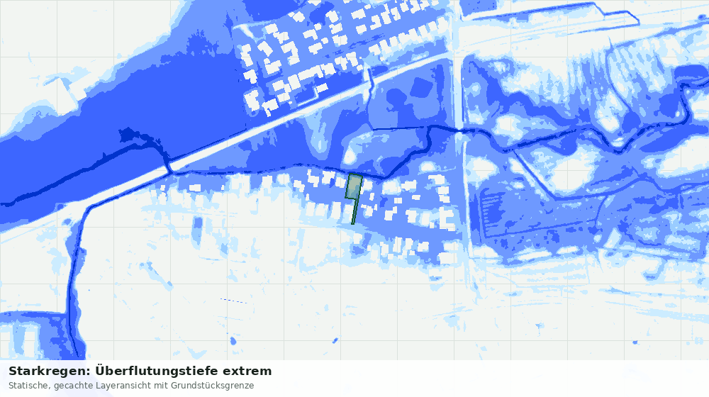 Statische Kartenansicht: Starkregen: Überflutungstiefe extrem