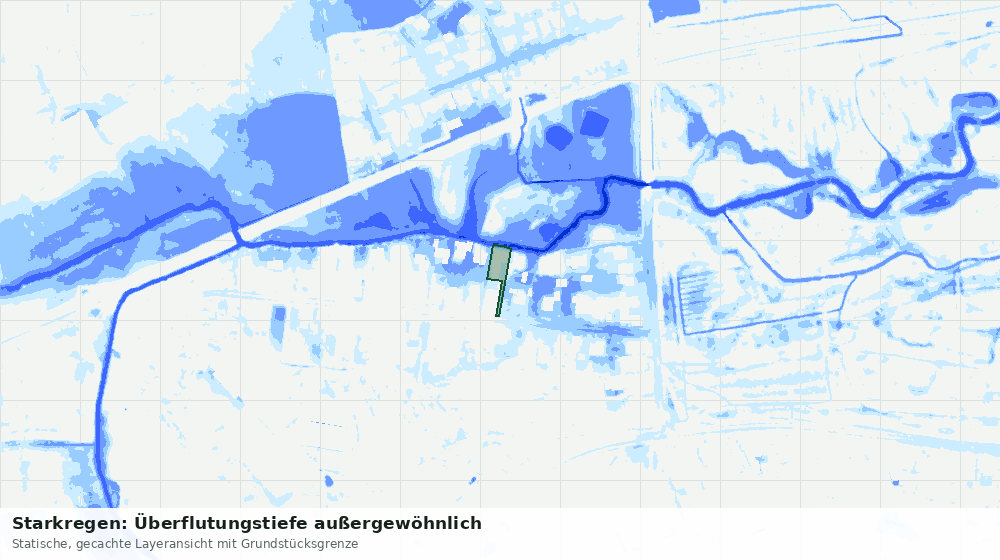 Statische Kartenansicht: Starkregen: Überflutungstiefe außergewöhnlich