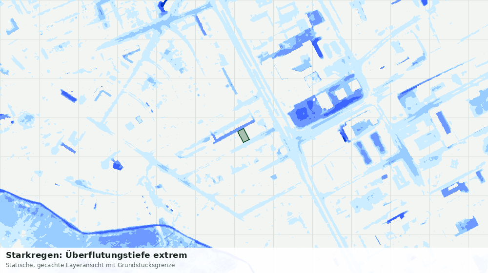 Statische Kartenansicht: Starkregen: Überflutungstiefe extrem