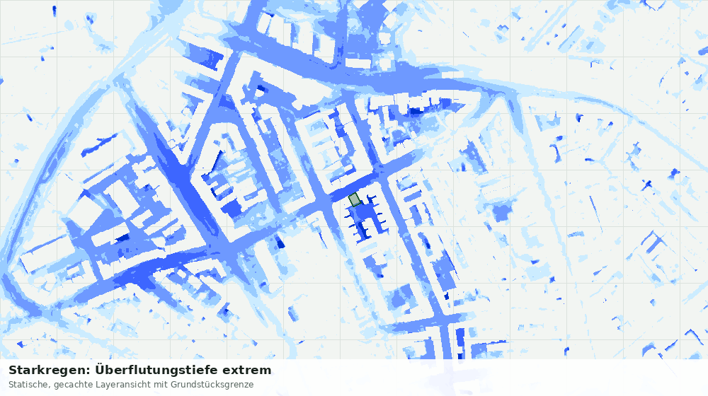 Statische Kartenansicht: Starkregen: Überflutungstiefe extrem