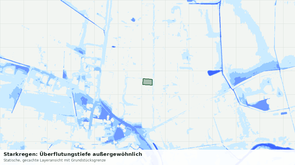 Statische Kartenansicht: Starkregen: Überflutungstiefe außergewöhnlich