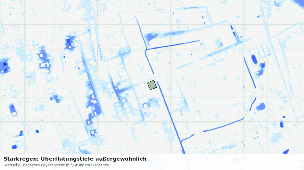Statische Kartenansicht: Starkregen: Überflutungstiefe außergewöhnlich