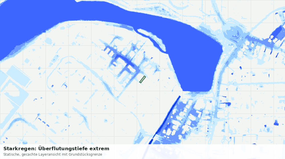 Statische Kartenansicht: Starkregen: Überflutungstiefe extrem