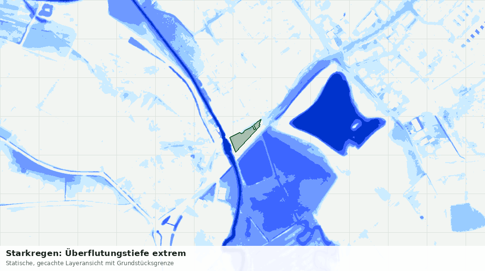 Statische Kartenansicht: Starkregen: Überflutungstiefe extrem