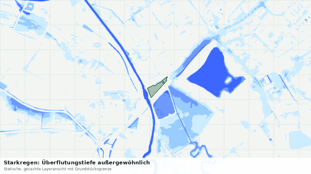 Statische Kartenansicht: Starkregen: Überflutungstiefe außergewöhnlich