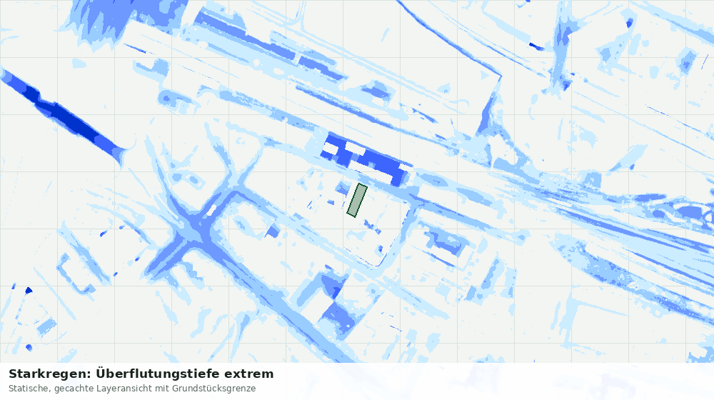 Statische Kartenansicht: Starkregen: Überflutungstiefe extrem
