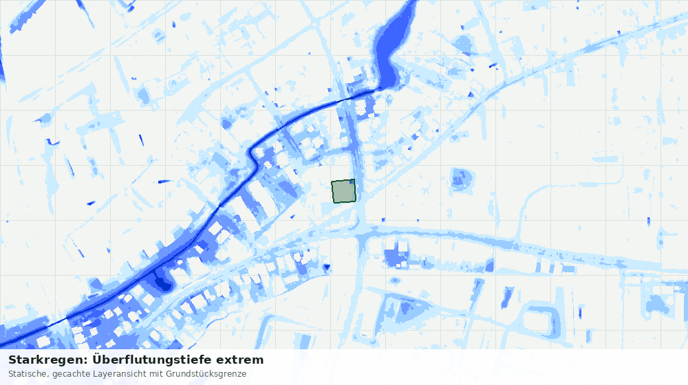 Statische Kartenansicht: Starkregen: Überflutungstiefe extrem