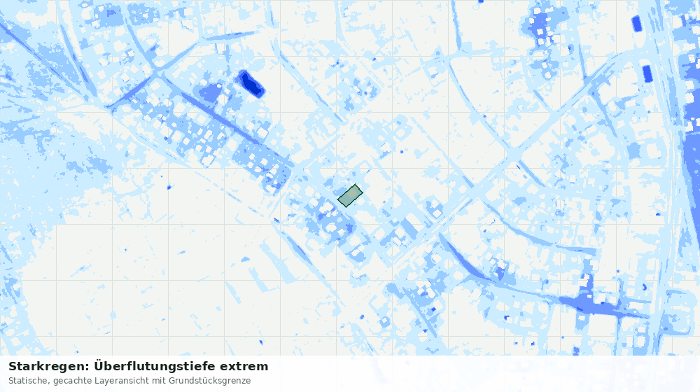 Statische Kartenansicht: Starkregen: Überflutungstiefe extrem