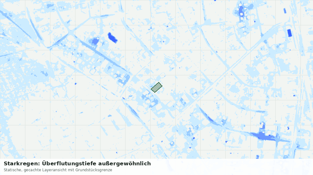 Statische Kartenansicht: Starkregen: Überflutungstiefe außergewöhnlich