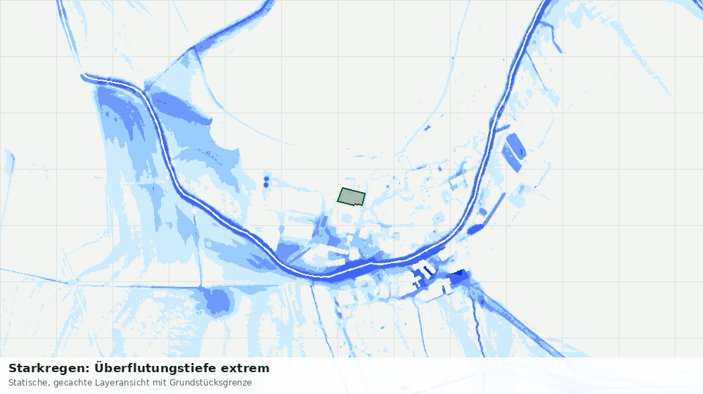 Statische Kartenansicht: Starkregen: Überflutungstiefe extrem