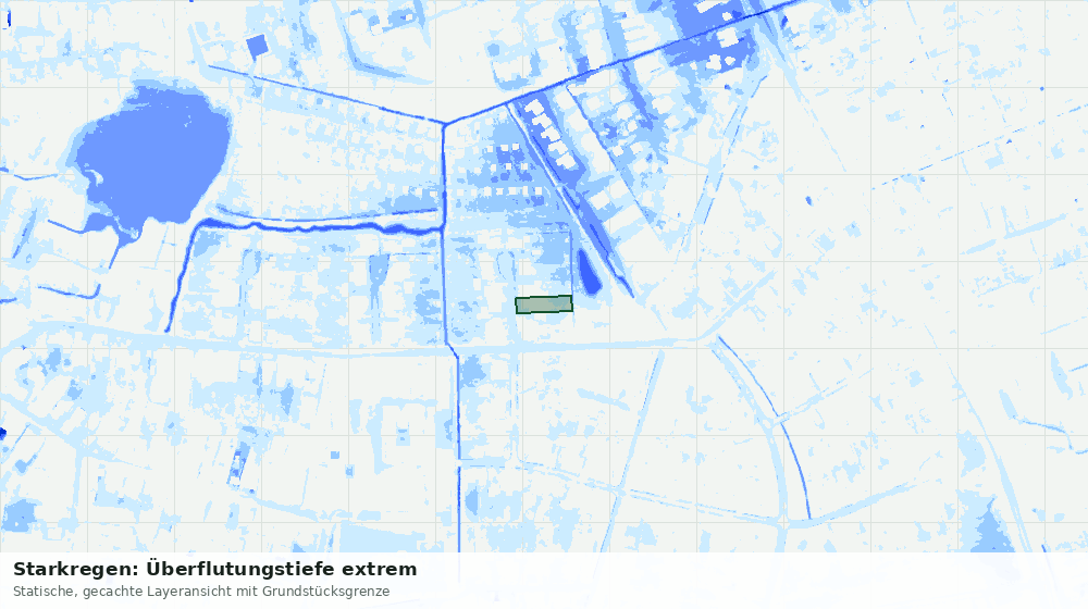 Statische Kartenansicht: Starkregen: Überflutungstiefe extrem