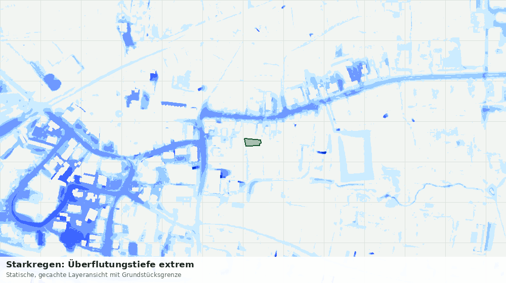 Statische Kartenansicht: Starkregen: Überflutungstiefe extrem