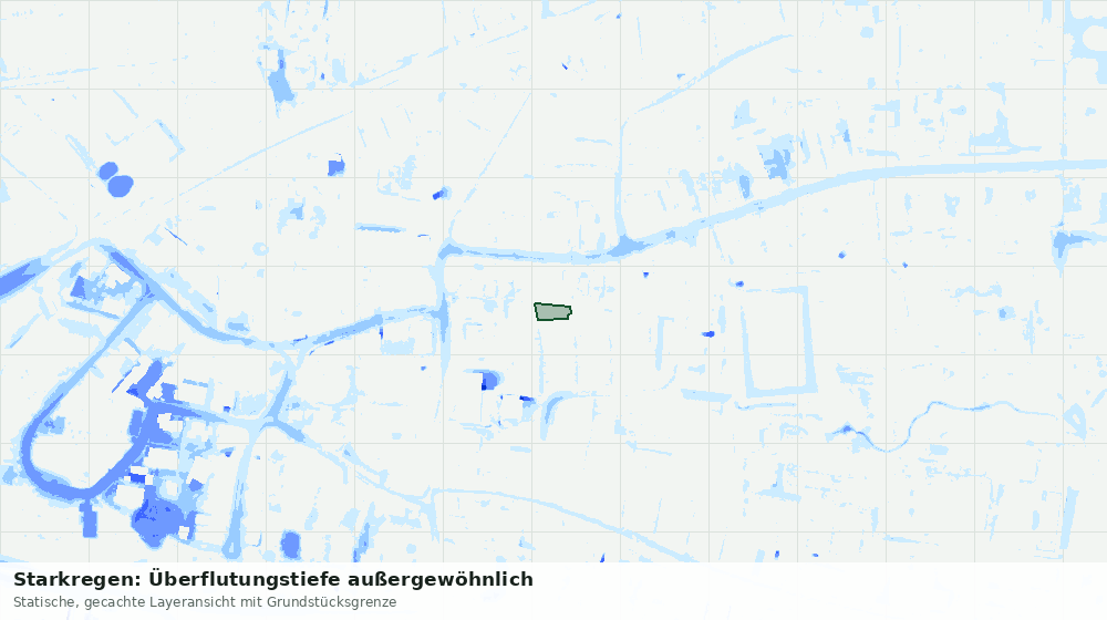 Statische Kartenansicht: Starkregen: Überflutungstiefe außergewöhnlich