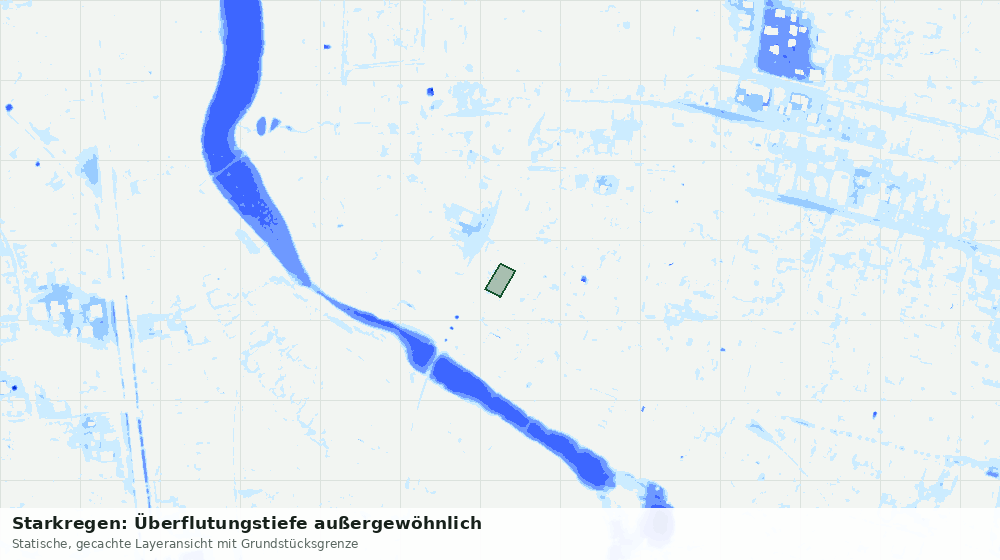 Statische Kartenansicht: Starkregen: Überflutungstiefe außergewöhnlich