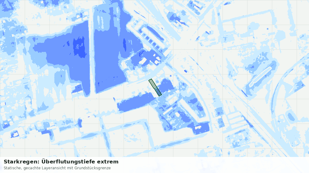 Statische Kartenansicht: Starkregen: Überflutungstiefe extrem