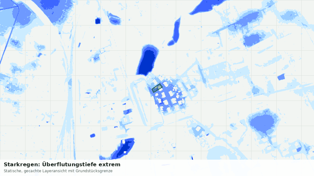 Statische Kartenansicht: Starkregen: Überflutungstiefe extrem