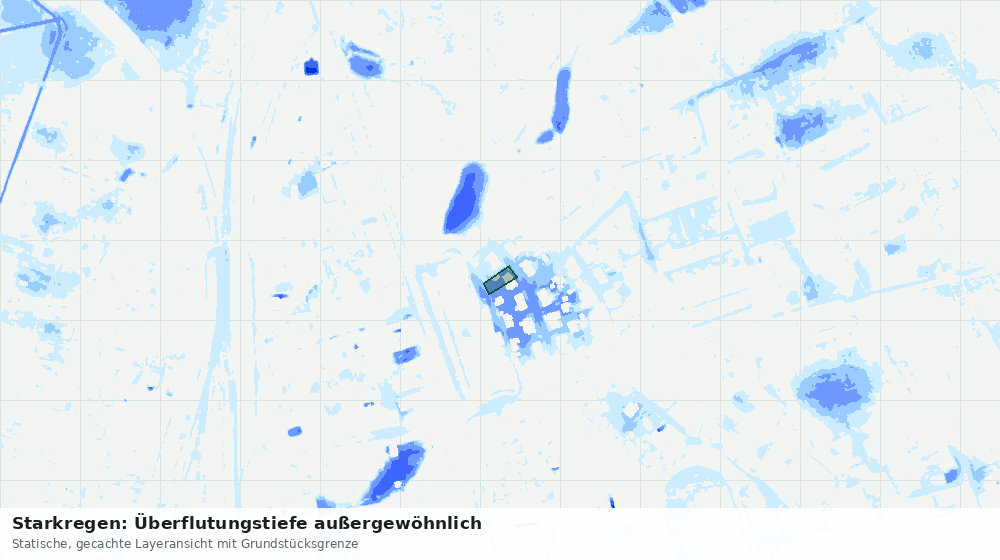 Statische Kartenansicht: Starkregen: Überflutungstiefe außergewöhnlich