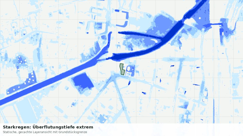 Statische Kartenansicht: Starkregen: Überflutungstiefe extrem