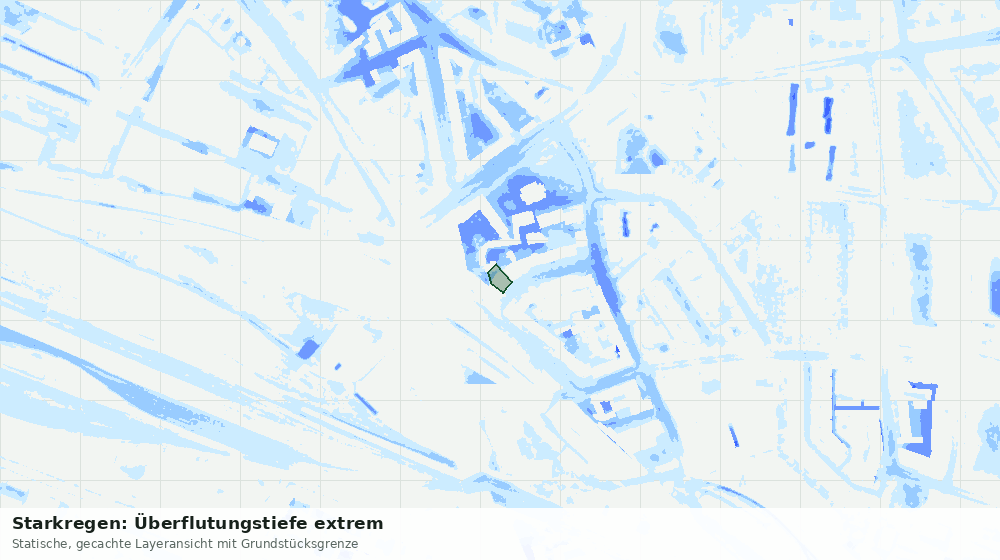 Statische Kartenansicht: Starkregen: Überflutungstiefe extrem