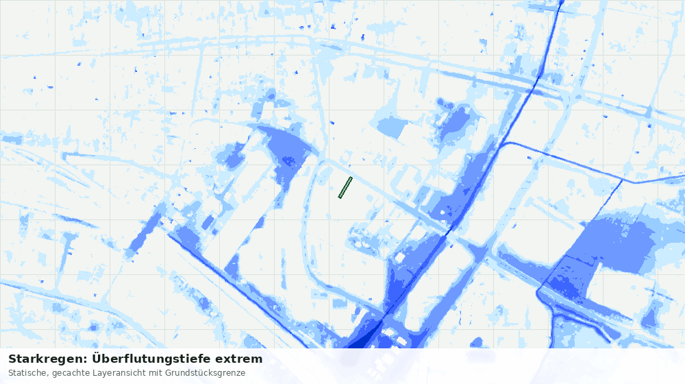 Statische Kartenansicht: Starkregen: Überflutungstiefe extrem