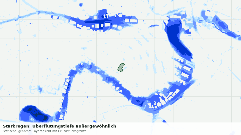 Statische Kartenansicht: Starkregen: Überflutungstiefe außergewöhnlich