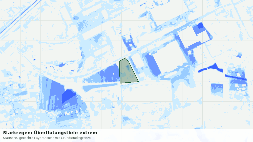 Statische Kartenansicht: Starkregen: Überflutungstiefe extrem