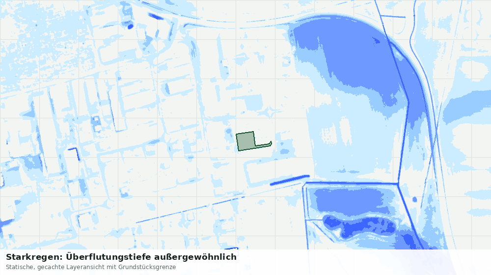 Statische Kartenansicht: Starkregen: Überflutungstiefe außergewöhnlich