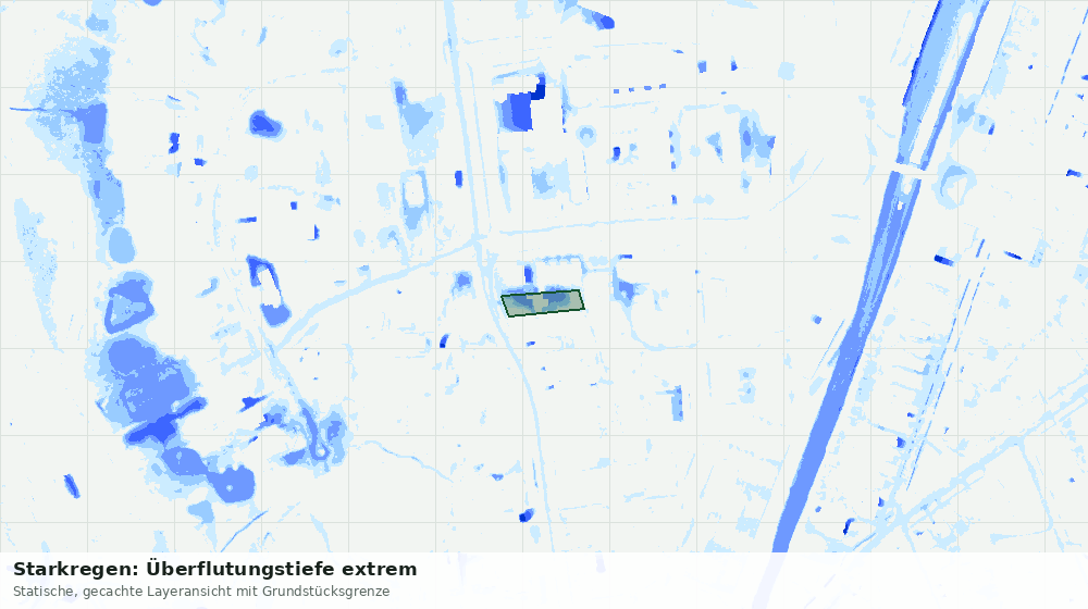 Statische Kartenansicht: Starkregen: Überflutungstiefe extrem