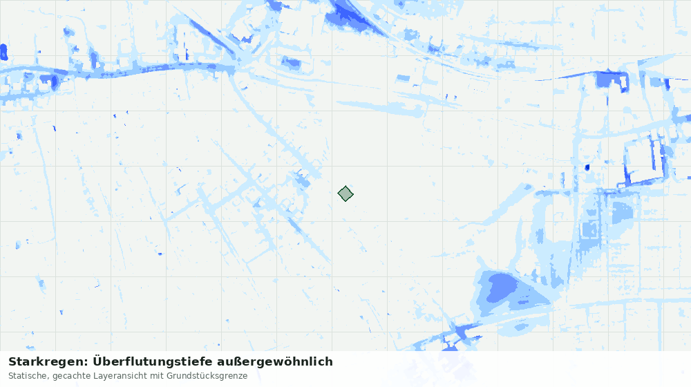 Statische Kartenansicht: Starkregen: Überflutungstiefe außergewöhnlich