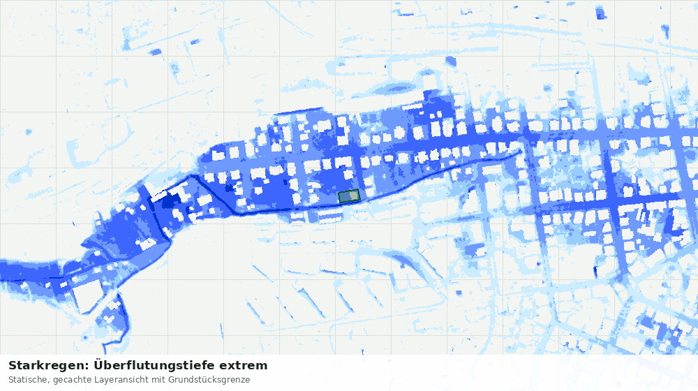 Statische Kartenansicht: Starkregen: Überflutungstiefe extrem