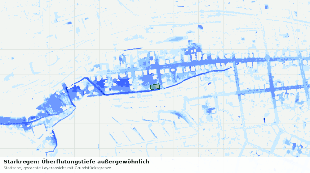 Statische Kartenansicht: Starkregen: Überflutungstiefe außergewöhnlich