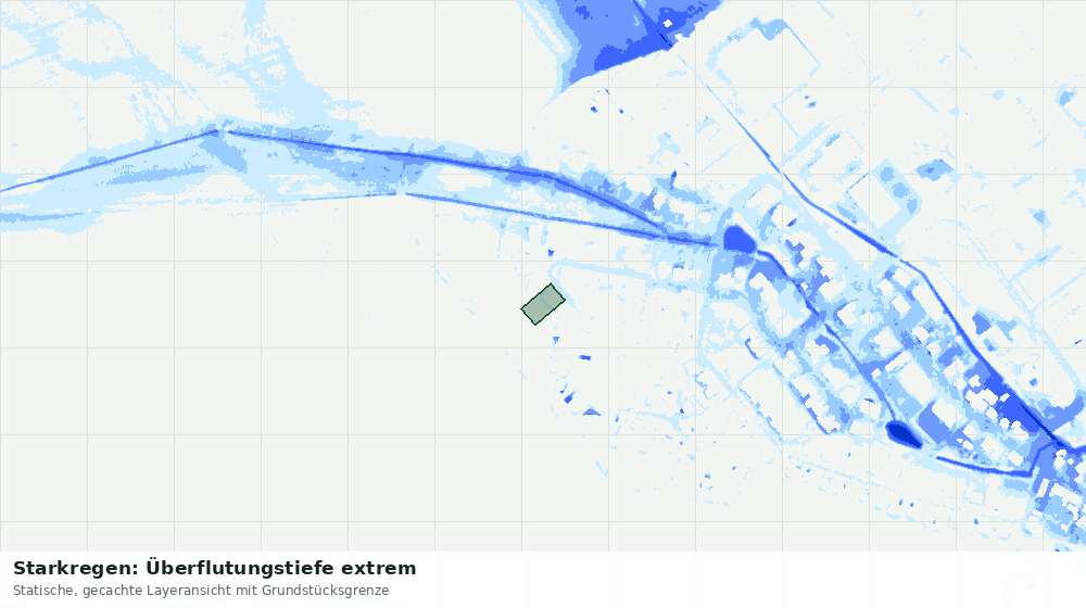 Statische Kartenansicht: Starkregen: Überflutungstiefe extrem