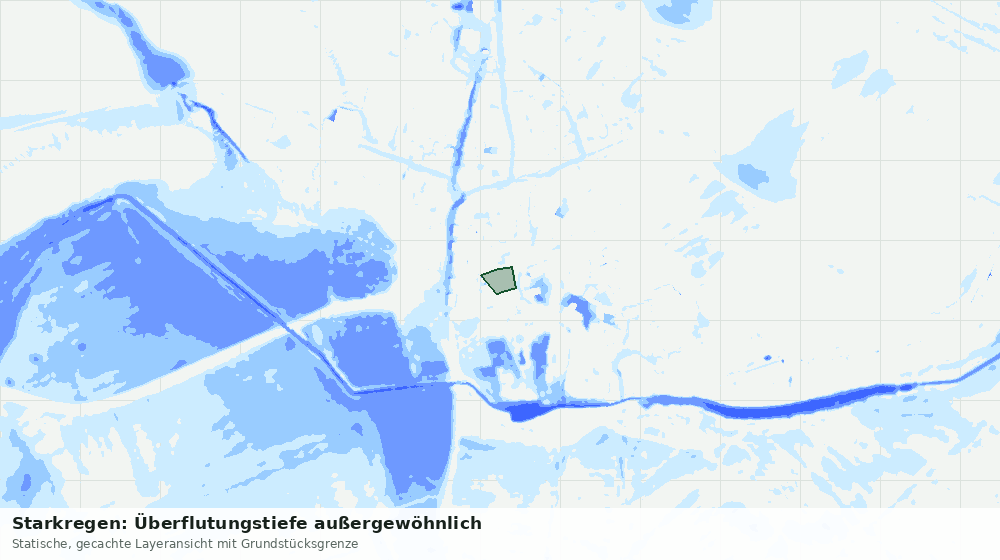 Statische Kartenansicht: Starkregen: Überflutungstiefe außergewöhnlich