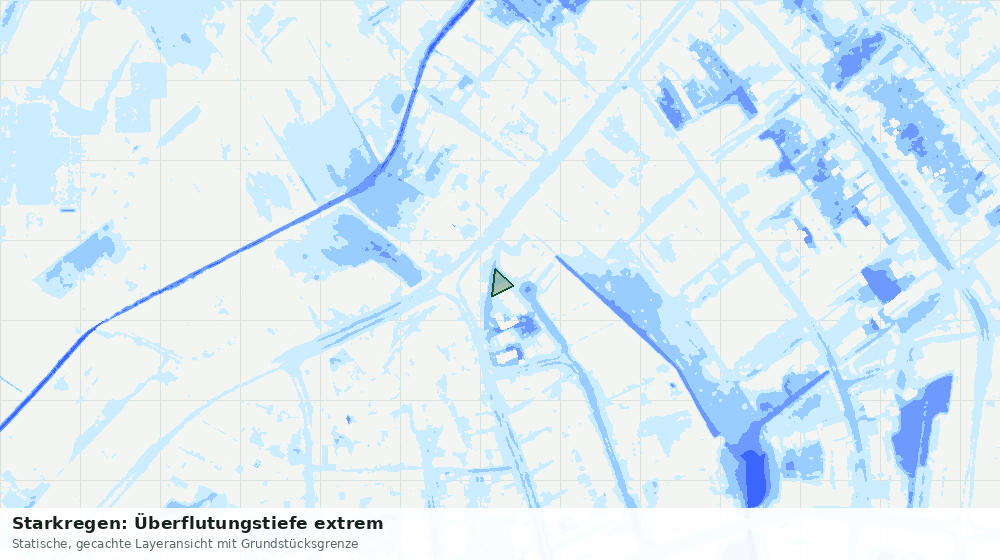 Statische Kartenansicht: Starkregen: Überflutungstiefe extrem